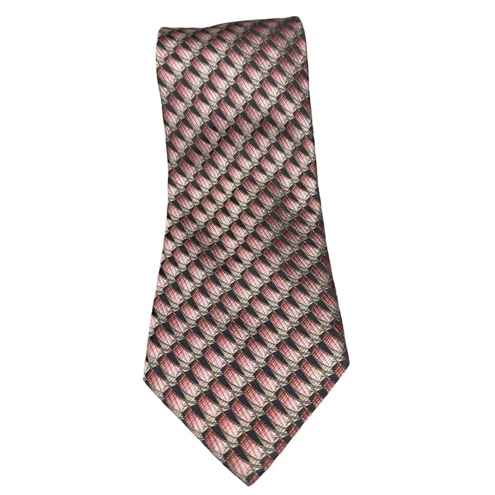 Ermenegildo Zegna Tie Made In Italy 100% Silk Geometric Luxury Designer 59x4